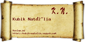 Kubik Natália névjegykártya